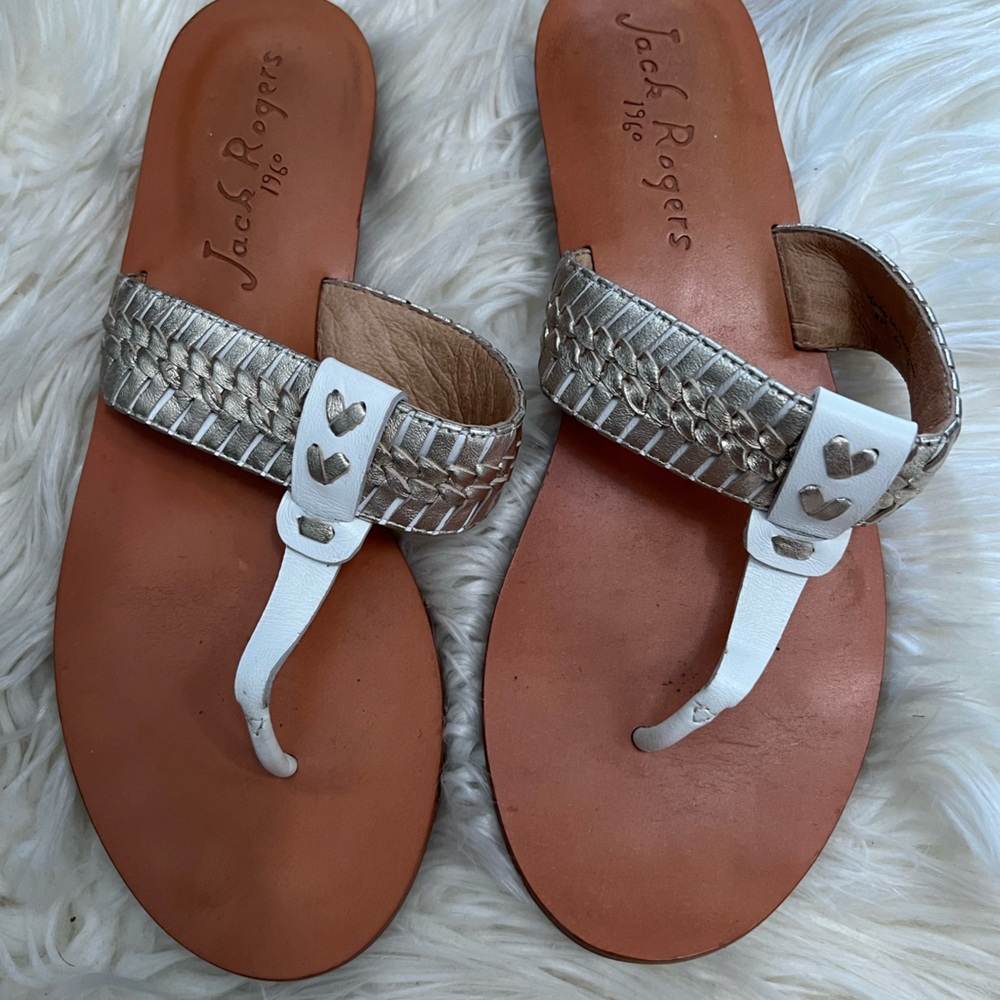 Jack Rogers Women's White and Silver Sandals